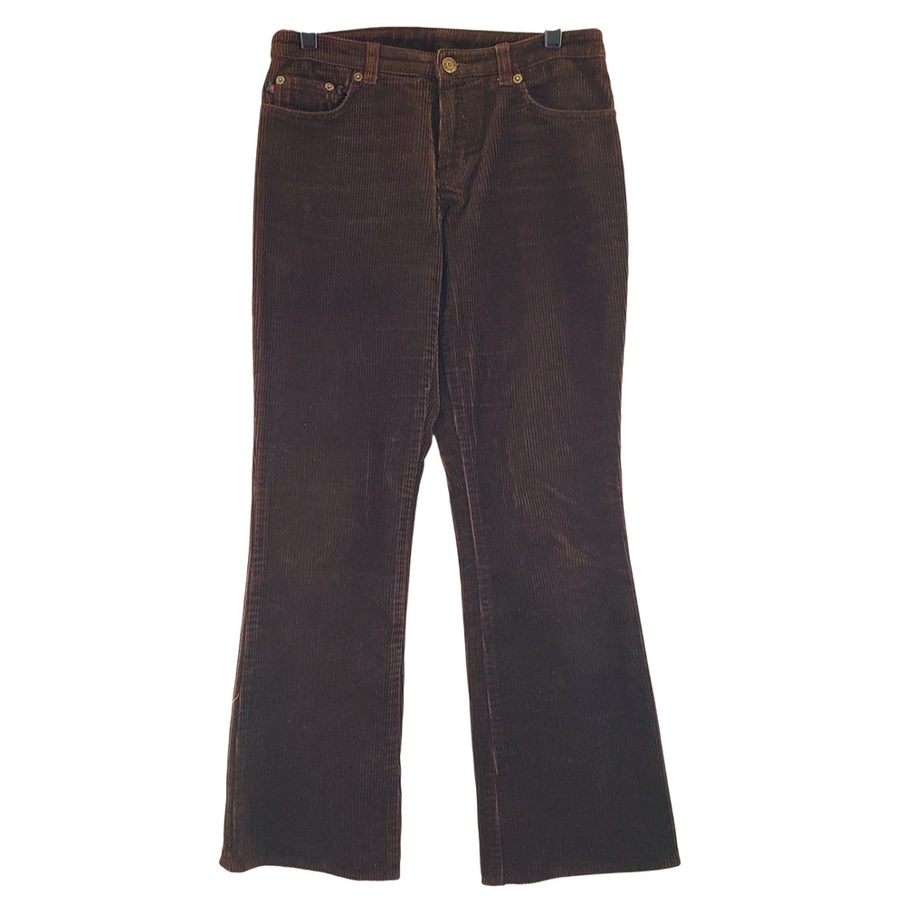 Vintage 90s Ralph Lauren Corduroy Pants Women 2 Brown Flare High Rise Retro